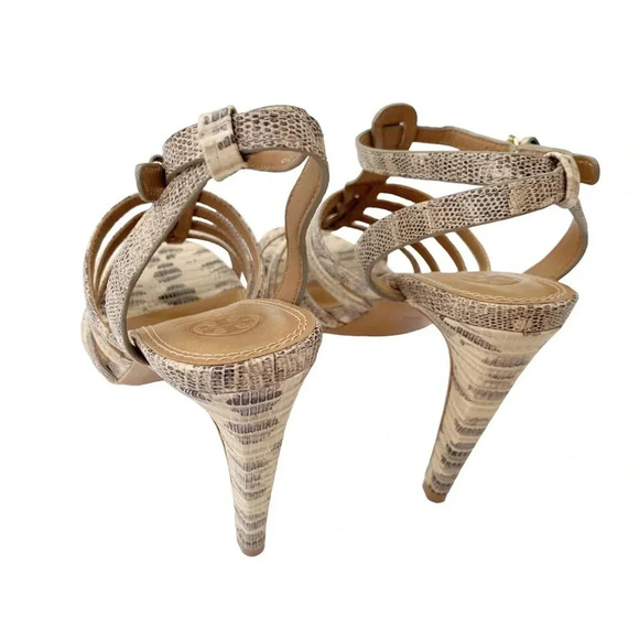 New TORY BURCH Charlene Lizard Print Sandal Heel Size 10 - Picture 5 of 11